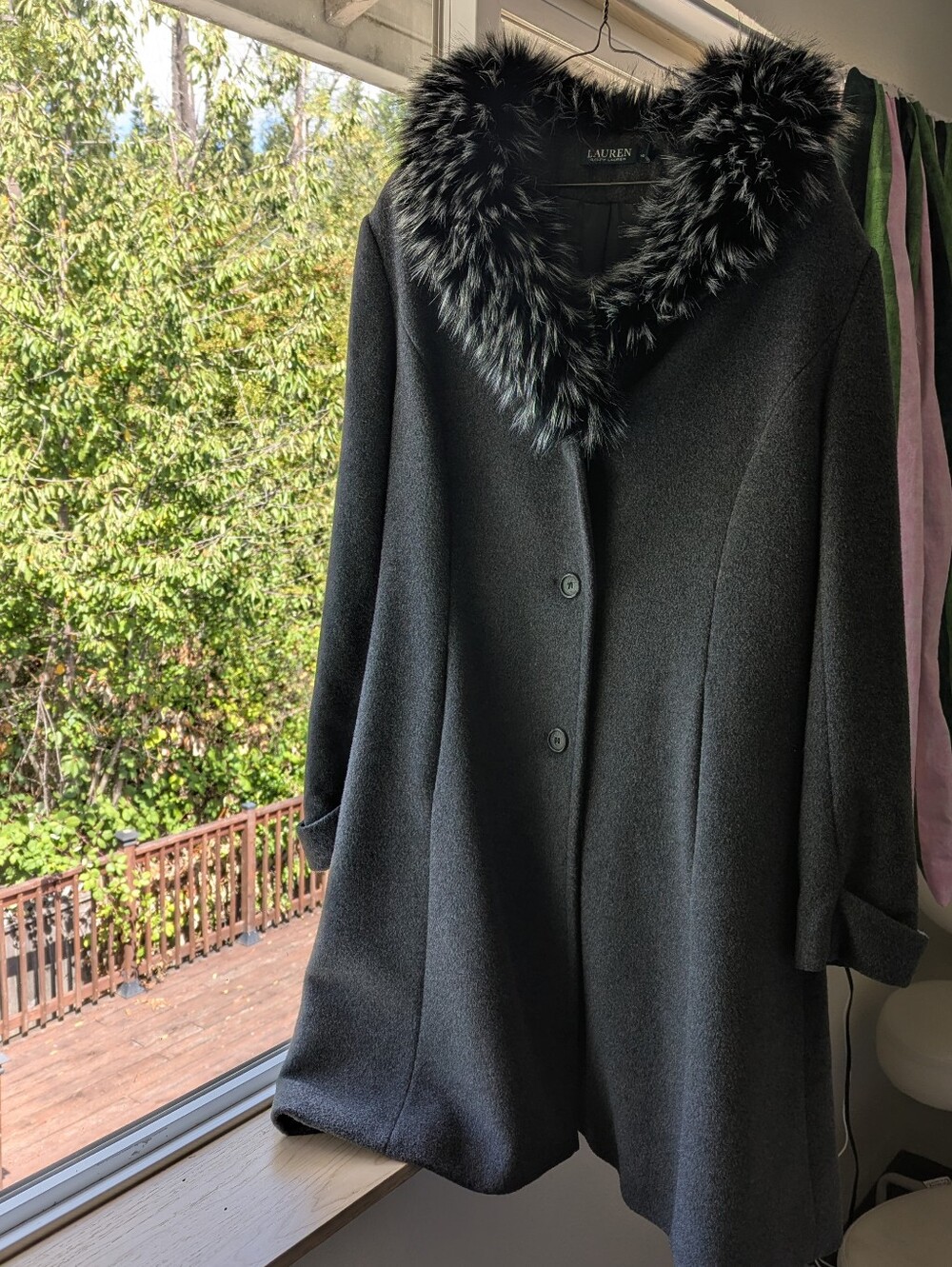 NWOT Ralph Lauren Wool Coat w/ Princess Seams and Faux Fur Collar